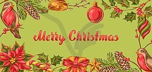Счастливого Рождества приглашение или открытка - векторное изображение EPS
