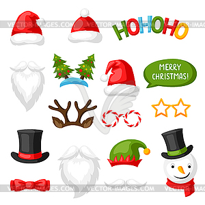 Merry Christmas photo booth props - vector clipart
