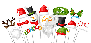 Merry Christmas photo booth props - vector image