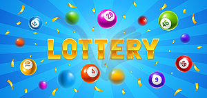 Lottery or bingo card with colored number balls - vector clip art
