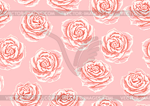 Бесшовный фон с розовыми розами - векторное изображение клипарта