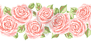 Seamless pattern with pink roses - vector image