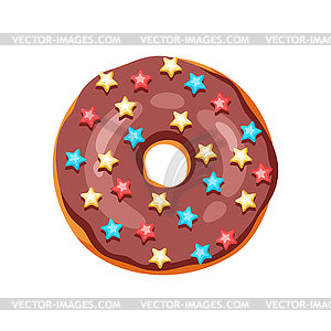 Glaze donut with sprinkles - vector image