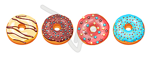 Set of glaze donuts and sprinkles - vector clipart