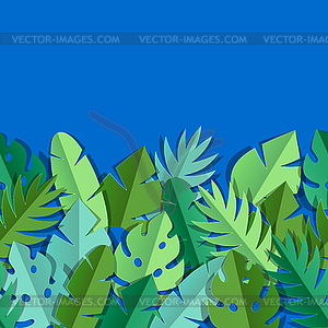 Seamless pattern with paper palm leaves - vector image
