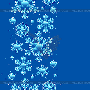 Seamless pattern with crystal snowflakes - vector clip art