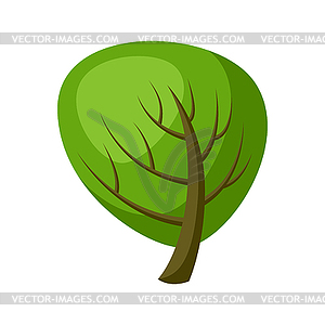 Spring or summer stylized tree with green leaves - vector clip art