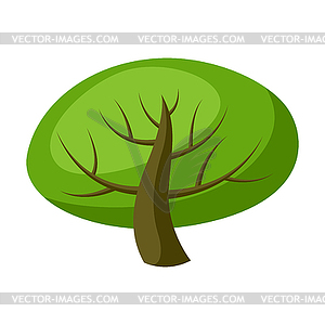 Весна или лето стилизованное дерево с зелеными листьями - векторное изображение EPS
