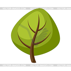 Spring or summer stylized tree with green leaves - vector image