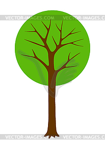 Spring or summer stylized tree with green leaves - vector image