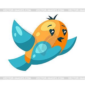 Cute bird in love. Valentine Day symbol - vector clipart