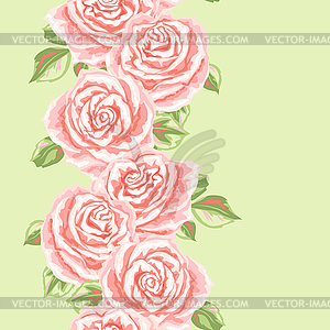Seamless pattern with pink roses - vector image