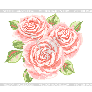 Decorative element with pink roses - vector image