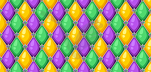 Seamless pattern with rhombus in Mardi Gras colors - color vector clipart