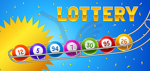 Lottery or bingo card with colored number balls - vector image