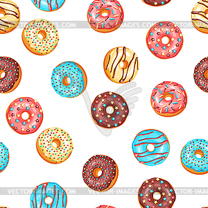Бесшовные с глазурью пончики и окропляет - иллюстрация в векторном формате