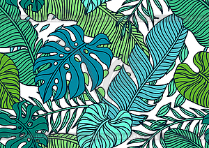Seamless pattern with palm leaves - vector image