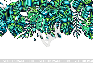 Бесшовный узор с пальмовыми листьями - рисунок в векторе
