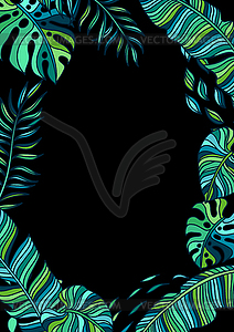 Frame with palm leaves - vector image