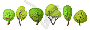 Набор весенних или летних абстрактных стилизованных деревьев - клипарт в векторе / векторное изображение