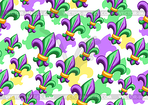 Seamless pattern with fleur de lis in Mardi Gras - vector image