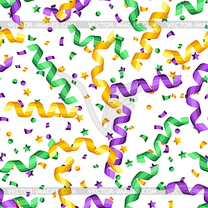 Seamless pattern with serpentine in Mardi Gras - vector clipart