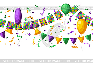 Seamless pattern with flags in Mardi Gras colors - vector image