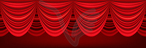 Red curtains of theater stage - vector clip art