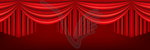 Red curtains of theater stage - royalty-free vector image