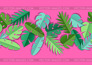 Seamless pattern with paper palm leaves - vector image