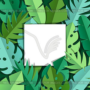 Background with paper palm leaves - vector image