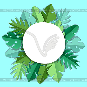 Background with paper palm leaves - vector clipart