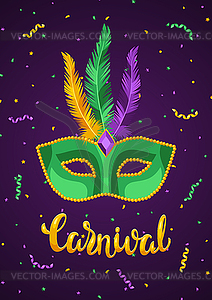 Mardi Gras party greeting or invitation card - vector clipart