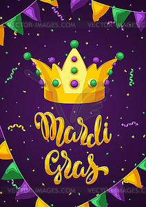 Mardi Gras party greeting or invitation card - stock vector clipart