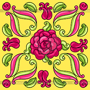 Мексиканская талавера керамическая плитка с рисунком цветов - векторизованный клипарт