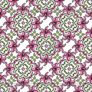 Mexican talavera ceramic tile pattern with flowers - vector clipart