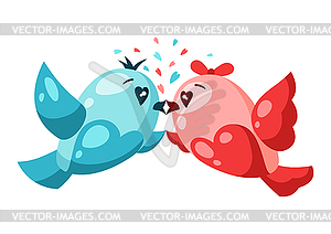 Cute couple of birds in love. Valentine Day greetin - vector image