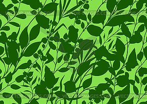 Seamless pattern of sprigs with green leaves - vector image