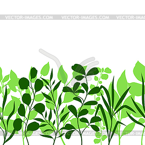 Seamless pattern of sprigs with green leaves - vector clipart