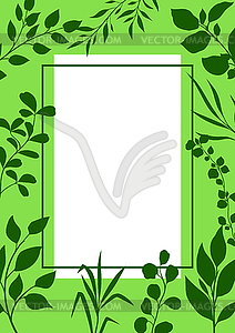 Frame of sprigs with green leaves - vector clip art