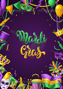 Mardi Gras вечеринка приветствие или пригласительный билет - клипарт в векторе / векторное изображение