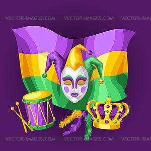 Mardi Gras party greeting or invitation card - vector clipart