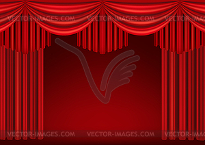 Red curtains of theater stage - vector image