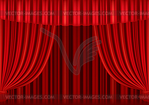 Red curtains of theater stage - vector image