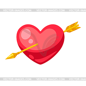 Valentines Day heart pierced by arrow - vector clipart