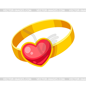 Valentines Day precious ring with heart - vector EPS clipart