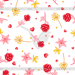 Seamless pattern with romantic flowers. Valentine - vector clipart