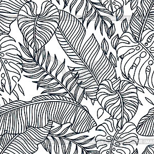 Seamless pattern with palm leaves - vector image