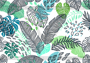 Seamless pattern with palm leaves - vector image