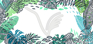 Background with palm leaves - vector clipart